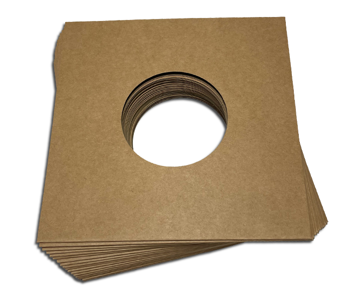 OnlyVinyl Outer Record Sleeves Cardboard Center Hole Natural Brown 7" Set (20 pcs.)