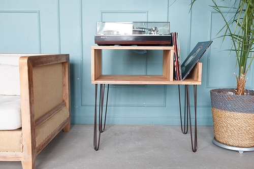 OnlyVinyl Vinyl Record Player Stand Natural Ash