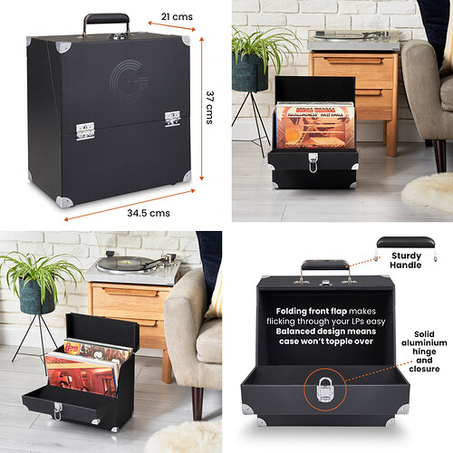 Legend Vinyl Record Storage Case Black