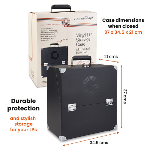 Legend Vinyl Record Storage Case Black