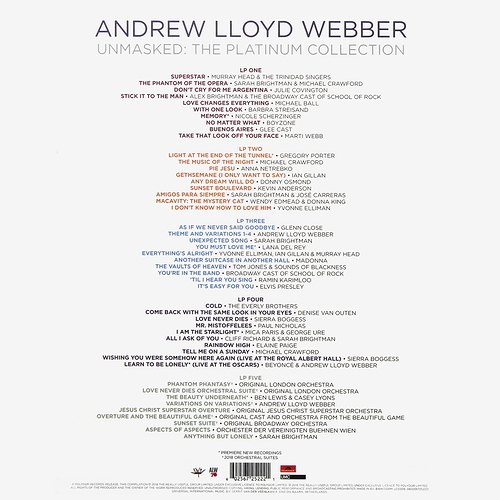 Andrew Lloyd Webber Unmasked: The Platinum Collection Box Set (5 LP)