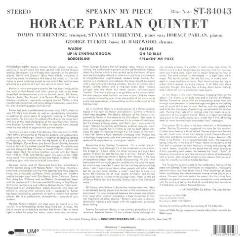Horace Parlan Quintet Speakin' My Piece (Classic Vinyl Series)