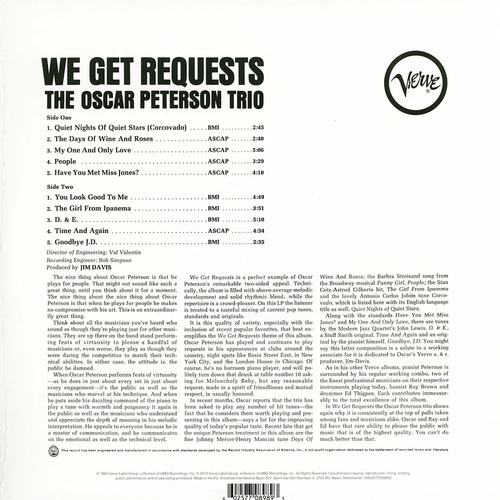The Oscar Peterson Trio We Get Requests (Verve By Vital Series)