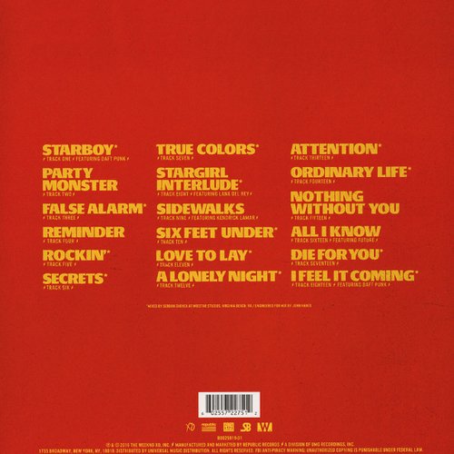 The Weeknd Starboy (Coloured Translucent Red Vinyl) (2 LP)
