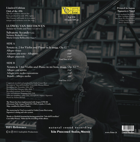 Salvatore Accardo, Stefania Redaelli & Maria Grazia Bellocchio Beethoven Sonatas for Violin and Piano No 2 & No 3 Transparent Vinyl