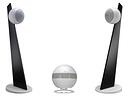 Cabasse PEARL SUB WHITE & 2x RIGA 2 ON STAND BLACK / WHITE