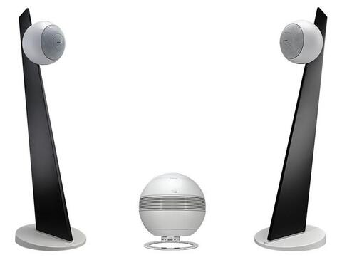 Cabasse PEARL SUB WHITE & 2x RIGA 2 ON STAND BLACK / WHITE