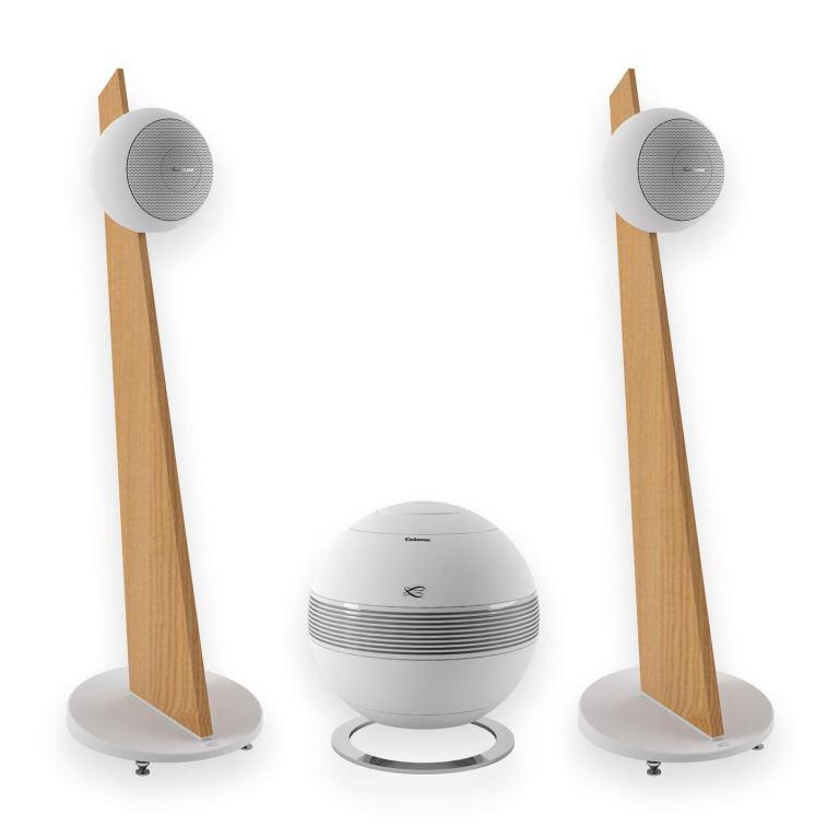 Cabasse PEARL SUB WHITE & 2x RIGA 2 ON STAND LIGHT OAK / WHITE