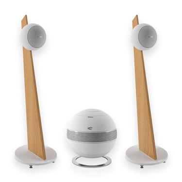 Cabasse PEARL SUB WHITE & 2x RIGA 2 ON STAND LIGHT OAK / WHITE