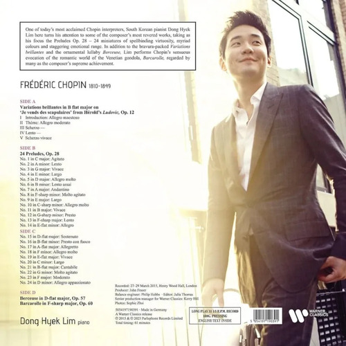 Dong Hyek Lim Chopin: 24 Préludes, Barcarolle, Berceuse & Variations Brillantes (2 LP)