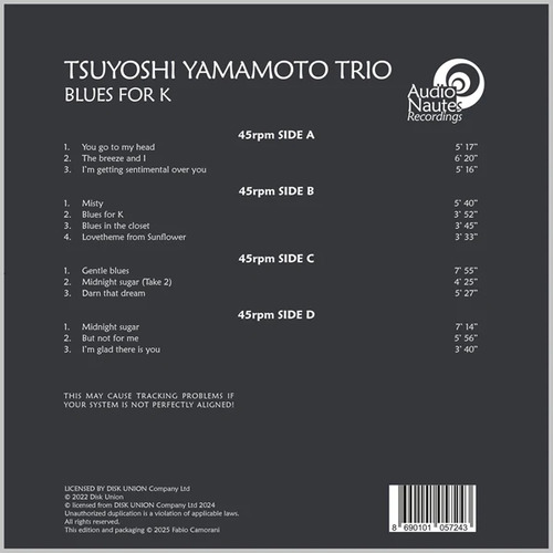 Tsuyoshi Yamamoto Trio Blues for K 45RPM One-Step (2 LP)