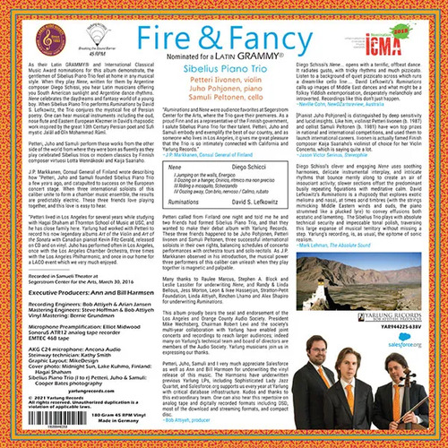 Sibelius Piano Trio Fire & Fancy 45RPM