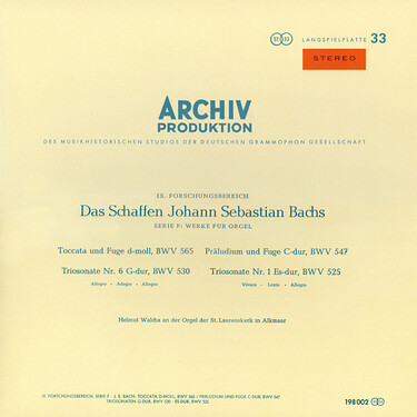 Johann Sebastian Bach Organ Works Mastertape Standard Quality Reel To Reel Tape (1 Reel)