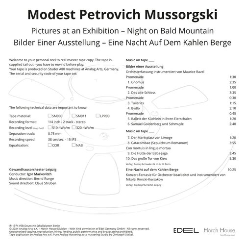 Modest Mussorgski Pictures at an Exhibition & Night on Bald Mountain Mastertape Pure Quality Reel To Reel Tape (1 Reel)