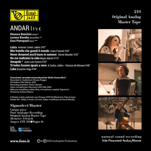 Bianchini, Biondini & Pietropaoli Andar Live Mastertape Studio Quality Reel To Reel Tape (2 Reels)