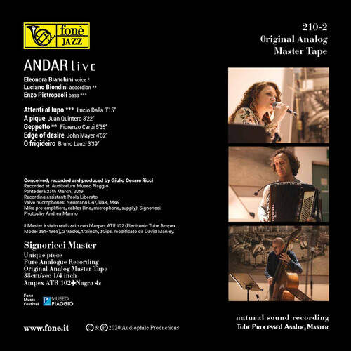 Bianchini, Biondini & Pietropaoli Andar Live Mastertape Studio Quality Reel To Reel Tape (2 Reels)