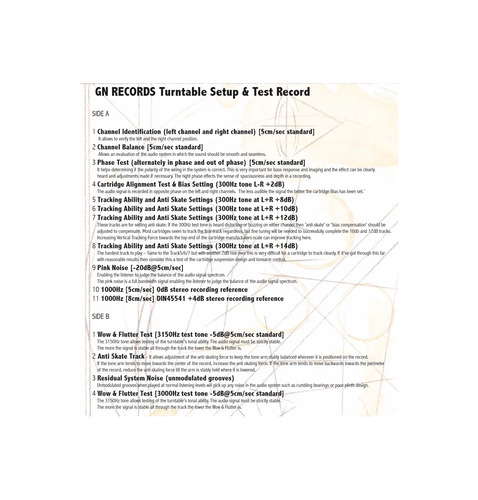 Gold Note Turntable Setup and Test Record