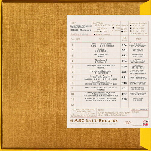 Various Artists Stereo Test Record: Live 10 - 30 Minutes' Audio Mastertape Studio Quality Reel To Reel Tape (1 Reel)