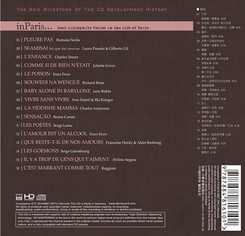 Various Artists In Paris... Best Audiophile Voices in the Life of Paris HDCD
