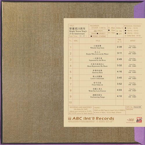 Teresa Teng's 25th Anniversary Mastertape Studio Quality Reel To Reel Tape (1 Reel)