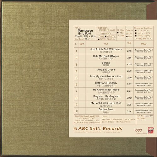 Tennessee Ernie Ford Gold Mastertape Studio Quality Reel To Reel Tape (1 Reel)
