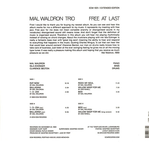 Mal Waldron Trio Free At Last (Extended Edition) (2 LP)