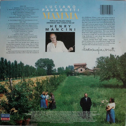 Luciano Pavarotti Mamma (Popular Italian Songs arranged by Henry Mancini)