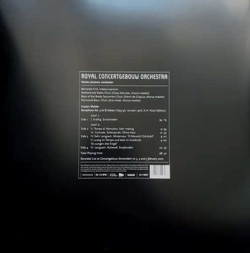 Mariss Jansons & Royal Concertgebouw Orchestra Mahler: Symphony No.3 (2 LP)