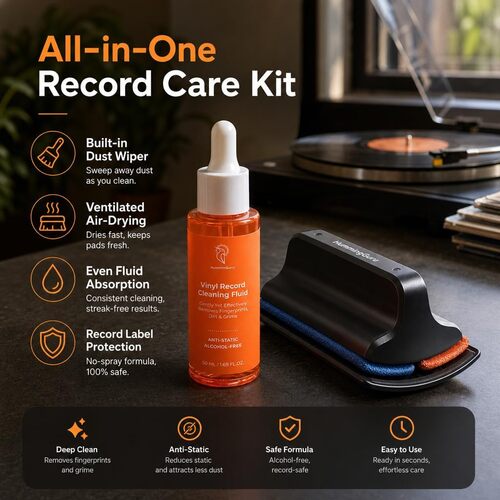 HumminGuru I-Brush 5-in-1 Vinyl Record Cleaning Kit