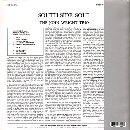 John Wright Trio South Side Soul (Original Jazz Classics Series)