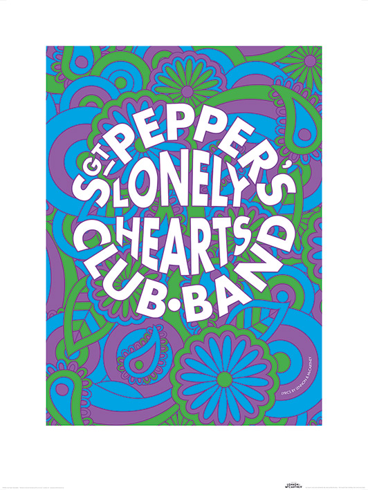 Art Print Lyrics by Lennon & McCartney Sgt Pepper Psychedelic