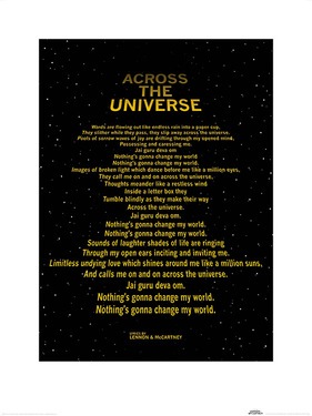 Art Print Lyrics by Lennon & McCartney Across The Universe - Text Crawl
