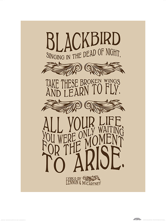 Art Print Lyrics by Lennon & McCartney Blackbird